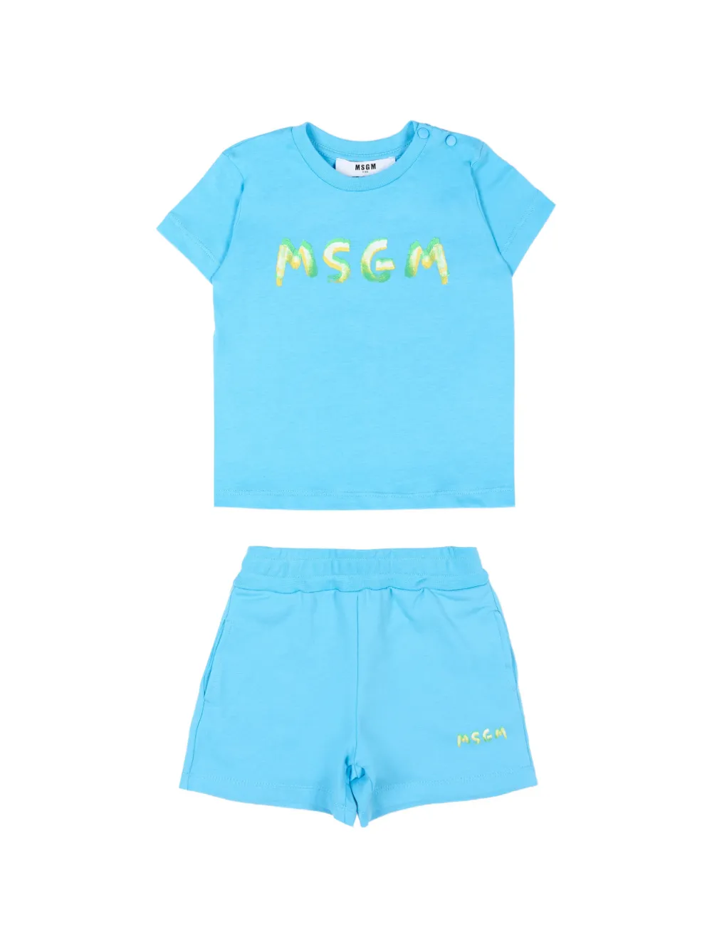 MSGM Kids logo-print T-shirt and shorts set - Blu