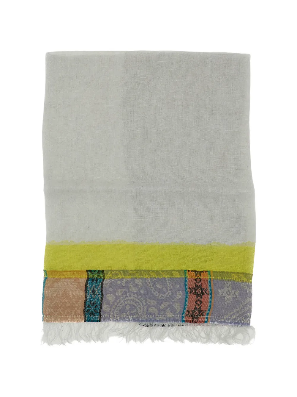 Exquisite J geometric-print frayed scarf - Grigio