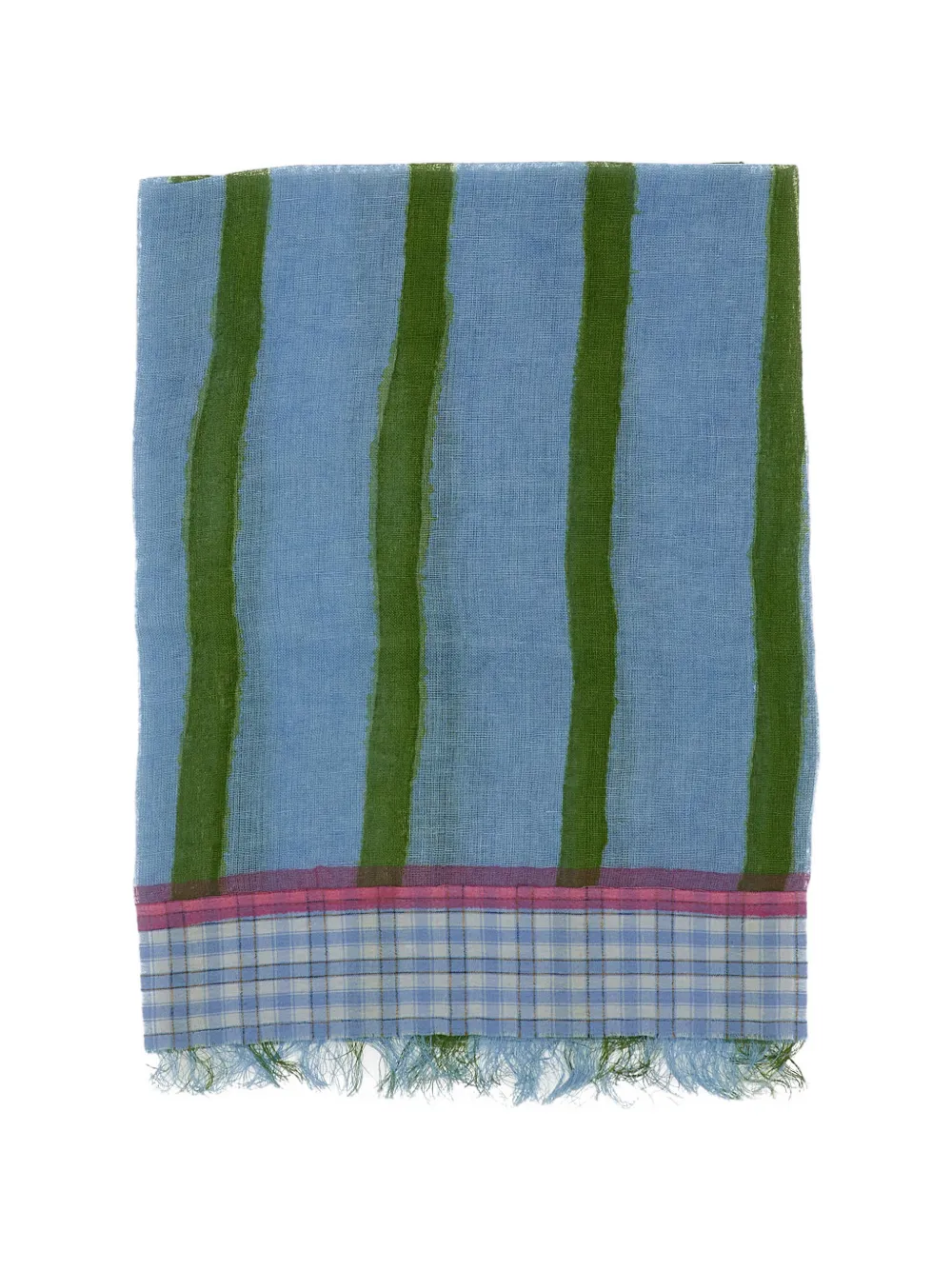 Exquisite J striped-pattern fringed scarf - Blu