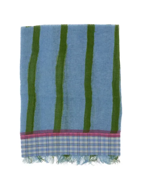 Exquisite J striped-pattern fringed scarf