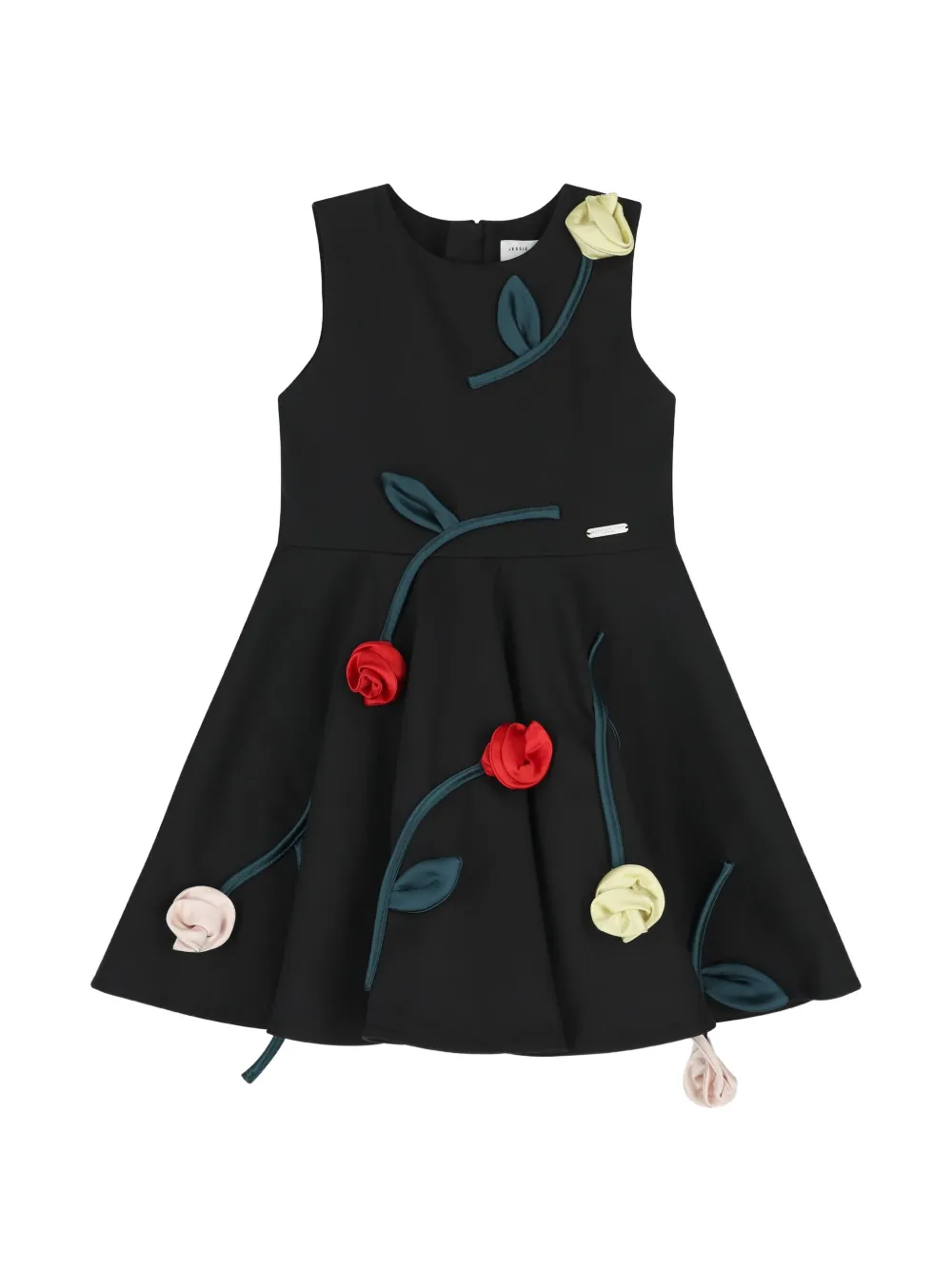 JESSIE AND JAMES KIDS Abito con applicazione a fiori - Nero