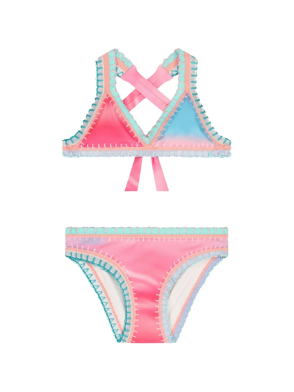PQ Swim Kids Costume da bagno all'uncinetto con fantasia tie dye - Rosa