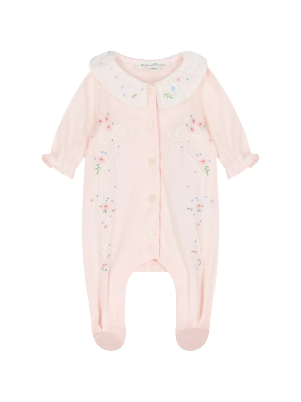 Tartine Et Chocolat ruffled floral babygrow - Rosa