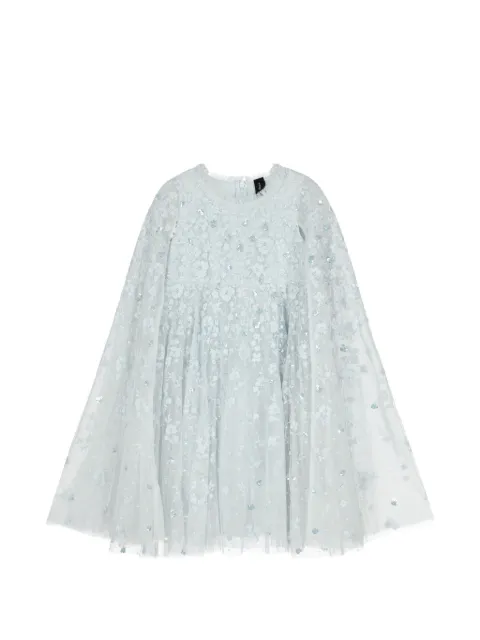 NEEDLE & THREAD KIDS Dahlia Clover Cape flower-embroidered dress