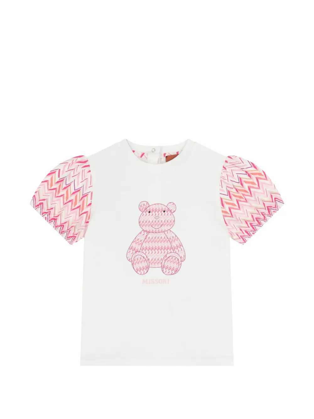 Missoni Kids teddy bear zig-zag sleeve top - Bianco