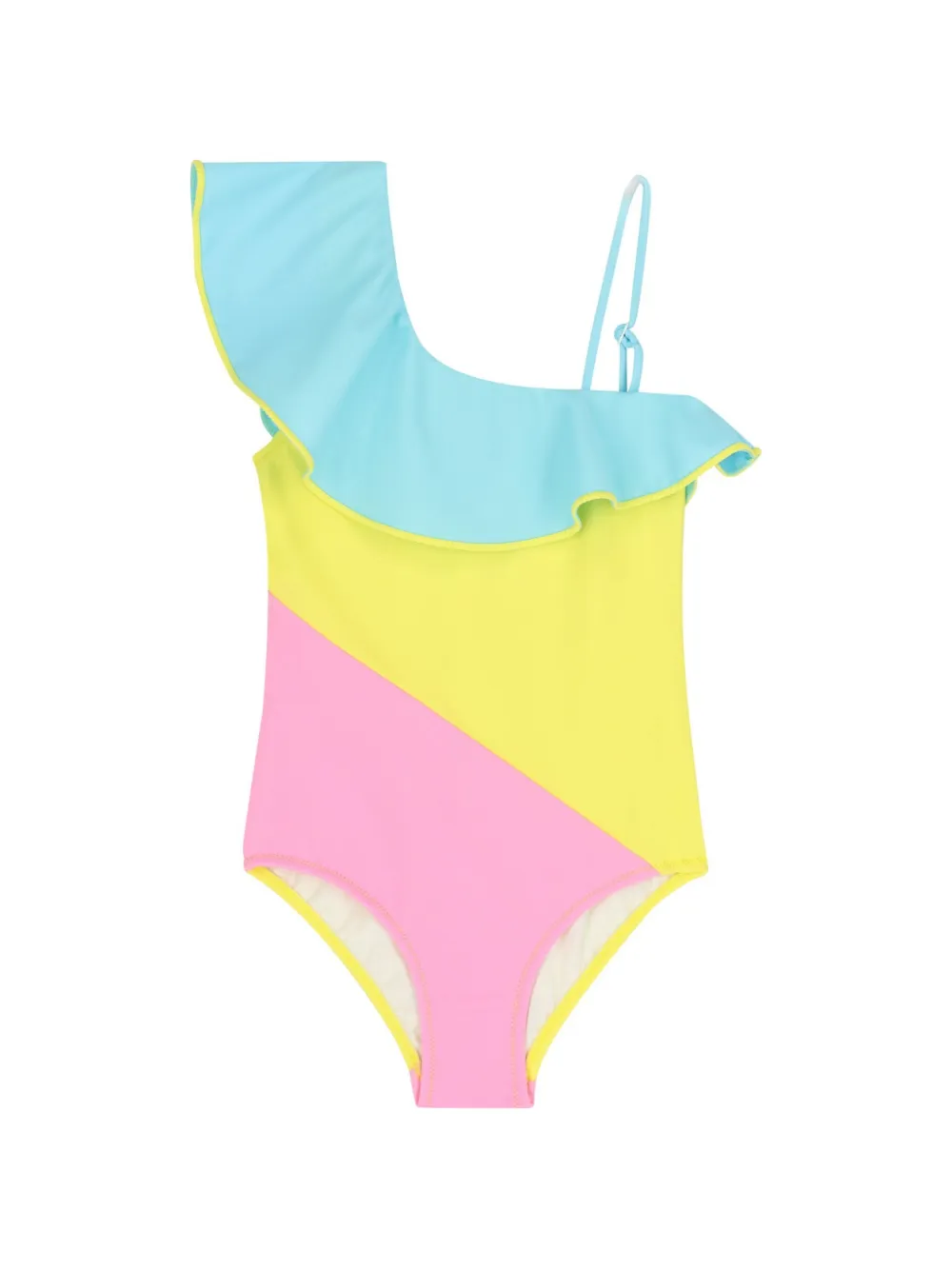 Nessi Byrd Kids Costume da bagno monospalla con ruches - Giallo