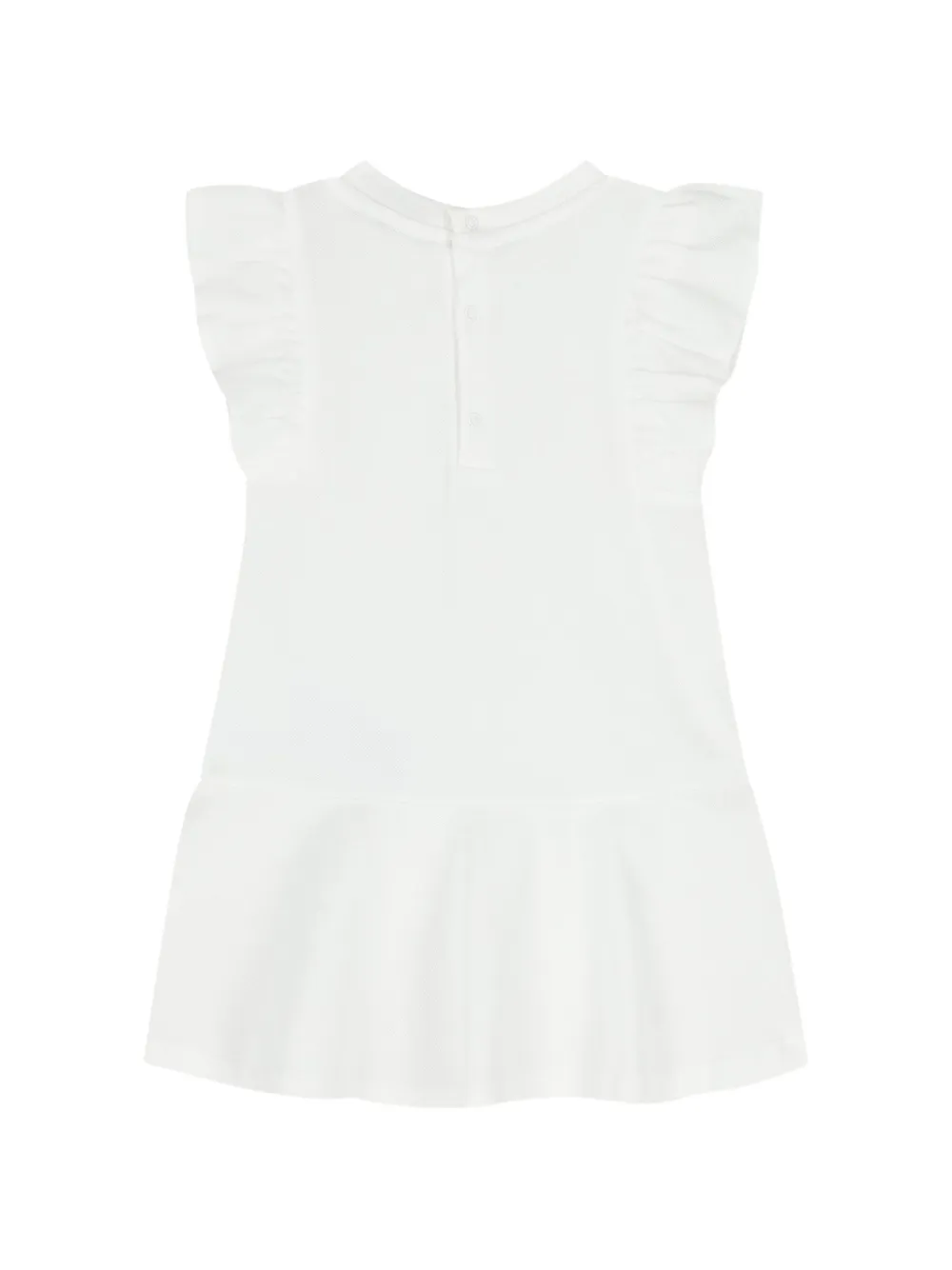 Ruffled-Sleeves Teddy-Print Dress