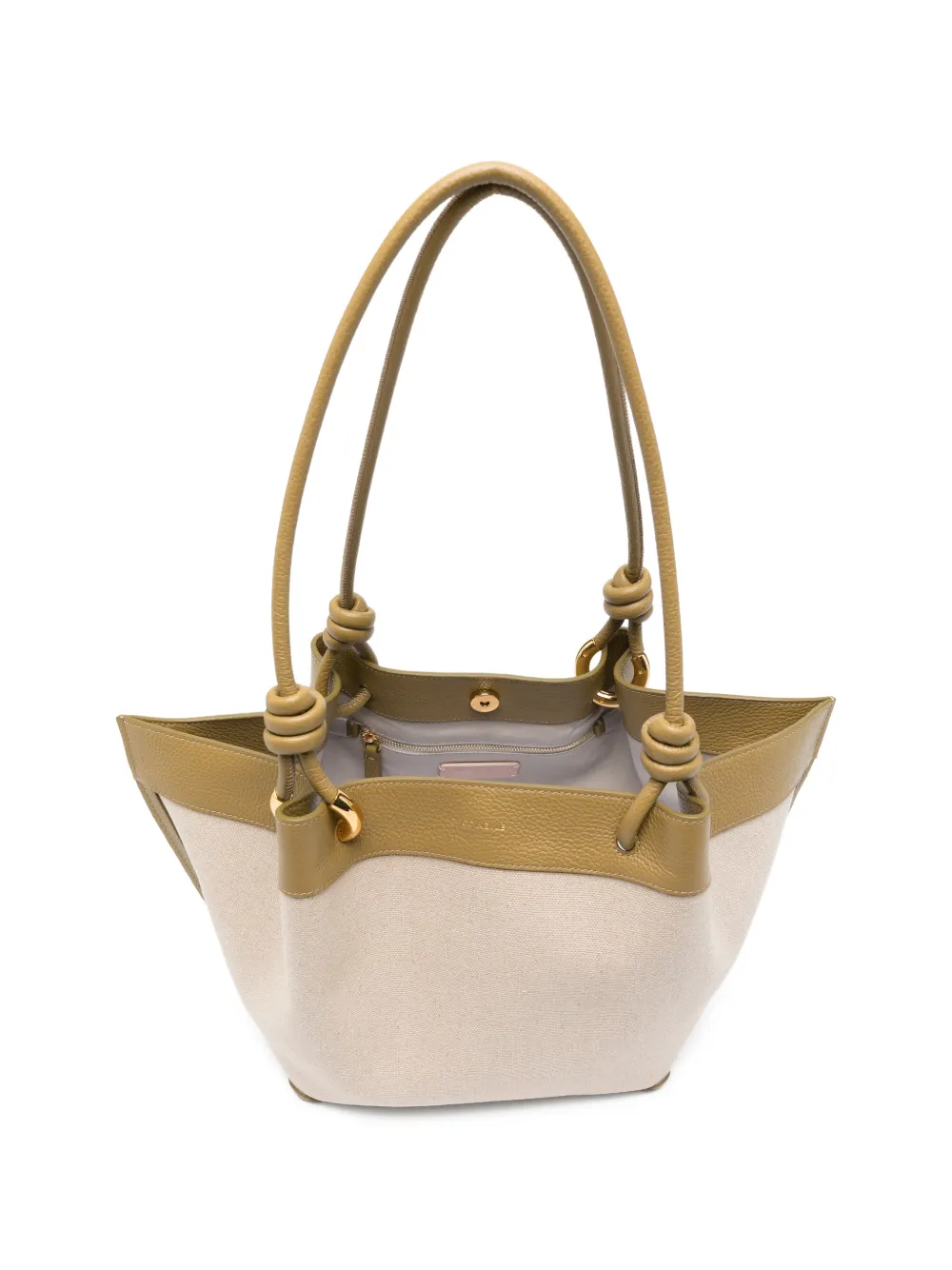 Coccinelle Medium Finn schoudertas met geknoopte band Beige