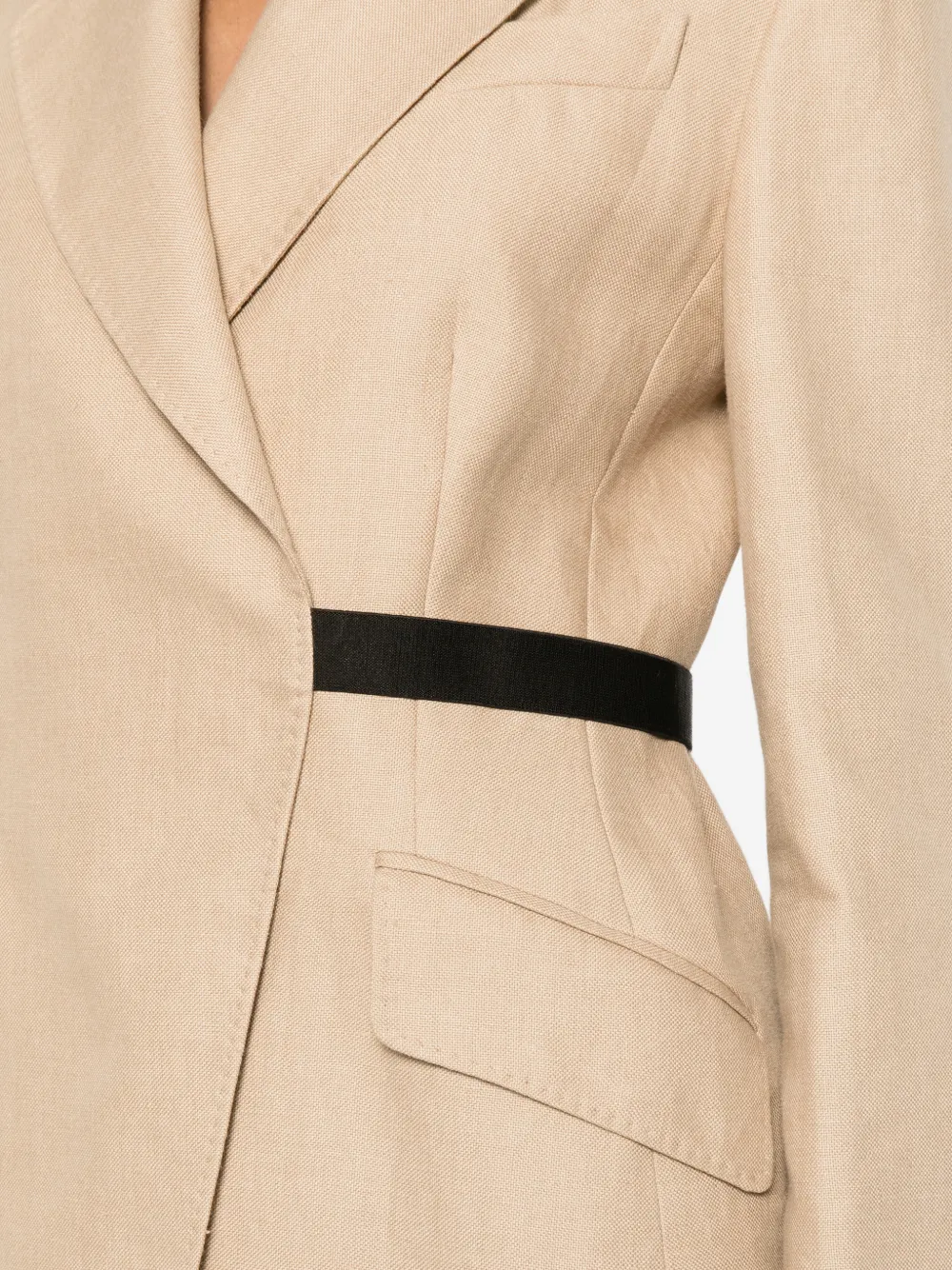 Max Mara Mxsfionda linnen blazer met zwarte afwerking Beige
