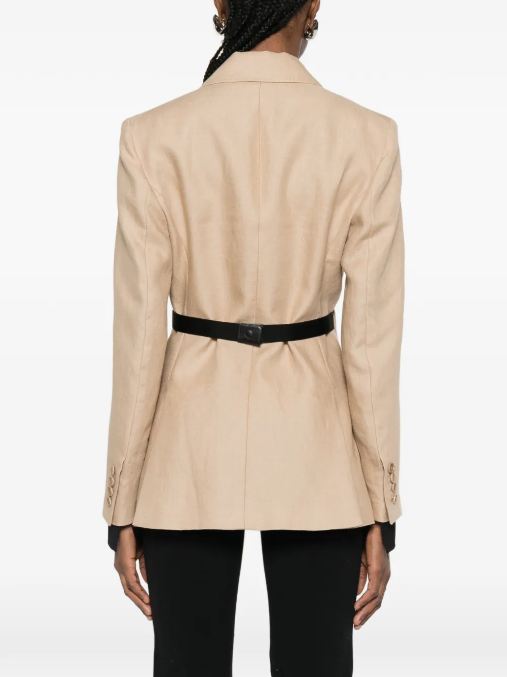 Max Mara Mxsfionda linnen blazer met zwarte afwerking Beige