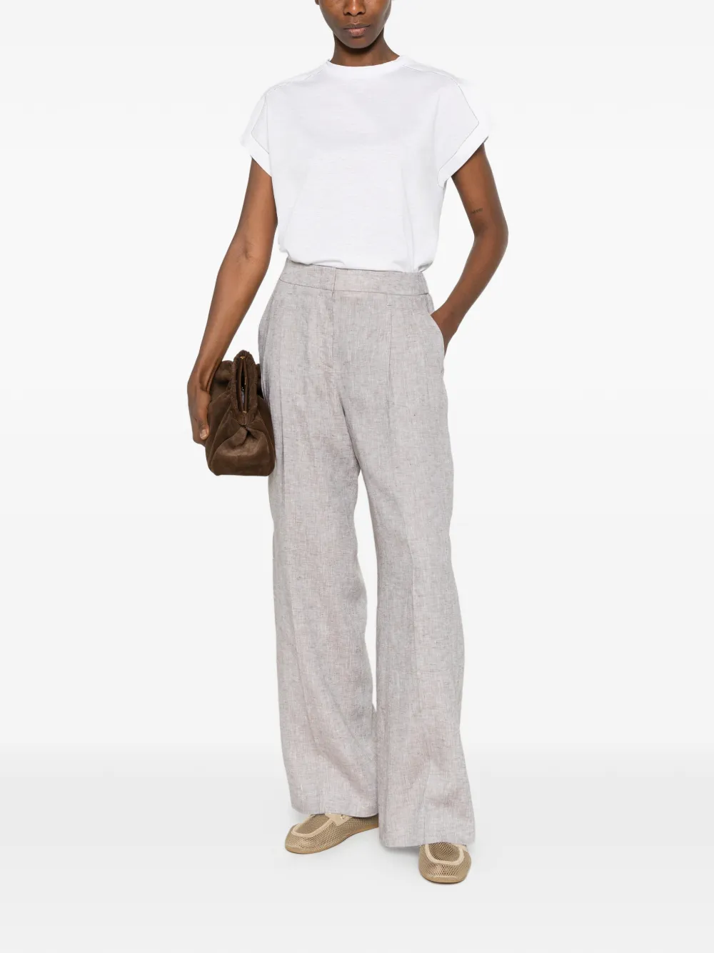 Peserico Broek met plooien Beige