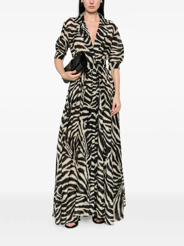 zebra print long sleeve maxi dress AiiRZ Long Sleeve Zebra Print Maxi Dress Ruffle Bell Sleeves Side Slit Resort Vacation Holiday Beach Cover Up Summer Spring Empire Waist V-NeckMISSGUIDED