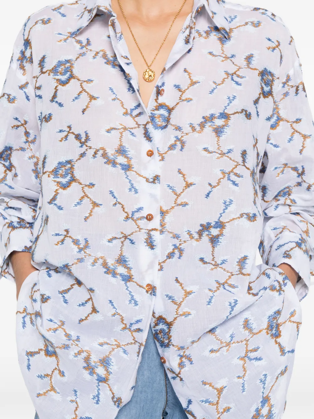 Ermanno Scervino Shirt met borduurwerk en lange mouwen Wit