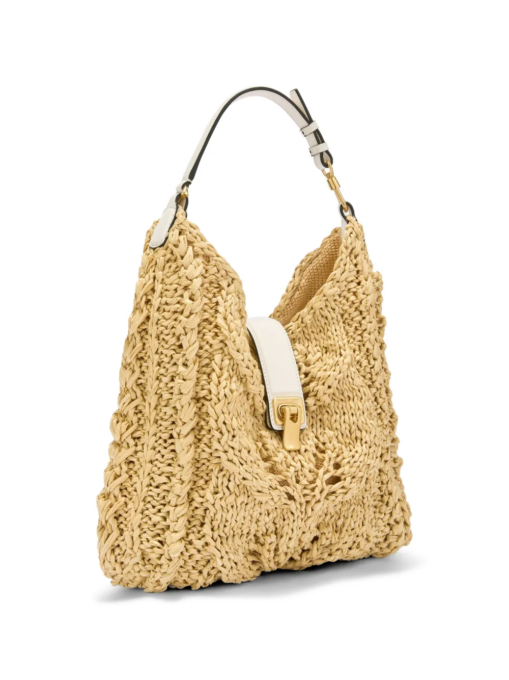 Ermanno Scervino Natural raffia schoudertas Geel