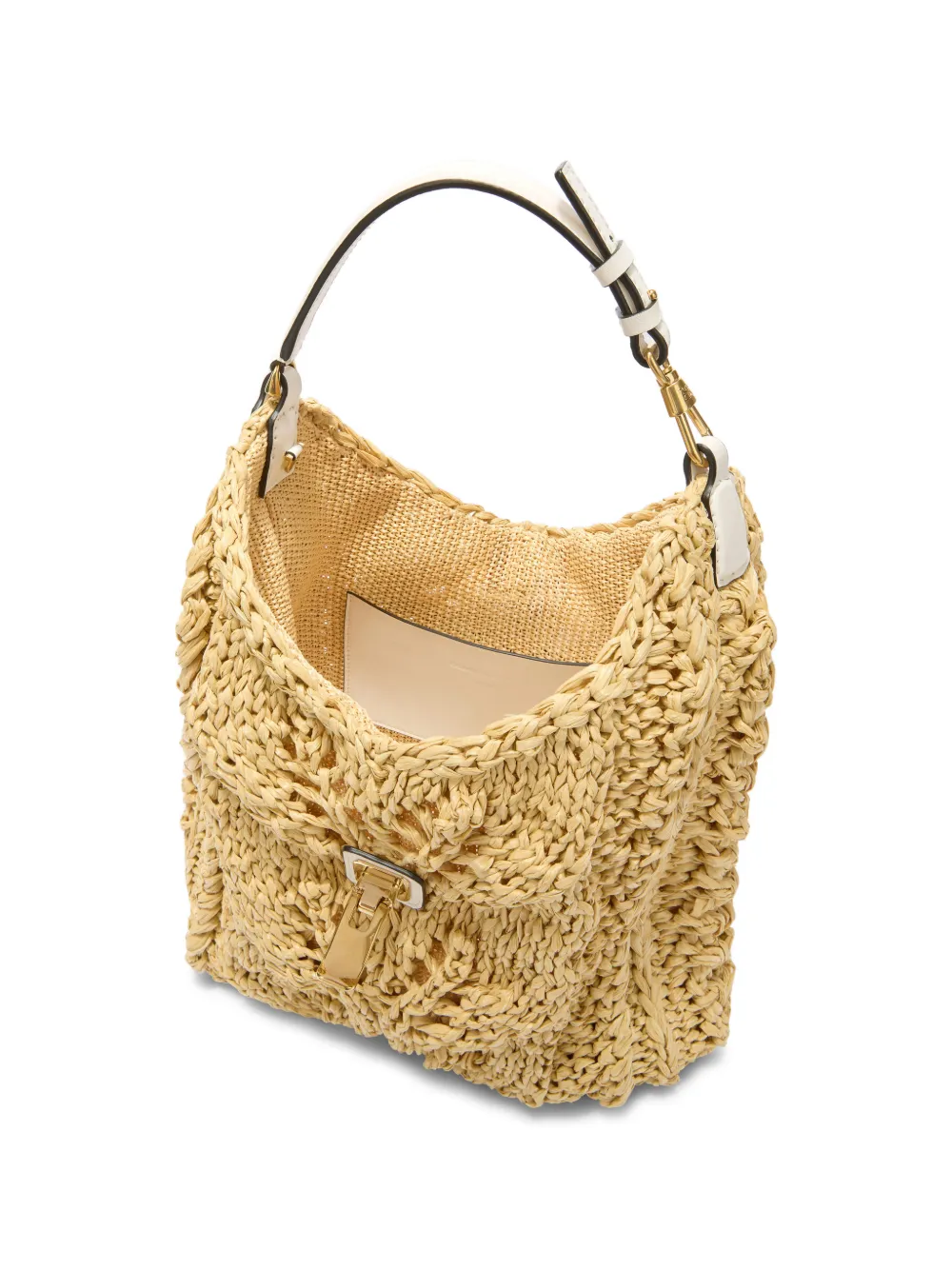 Ermanno Scervino Natural raffia schoudertas Geel