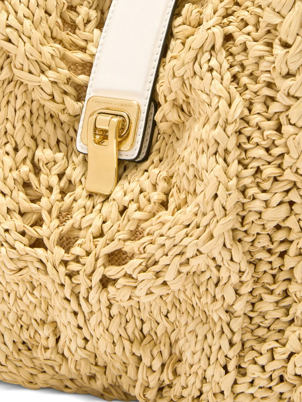 Ermanno Scervino Natural raffia schoudertas Geel