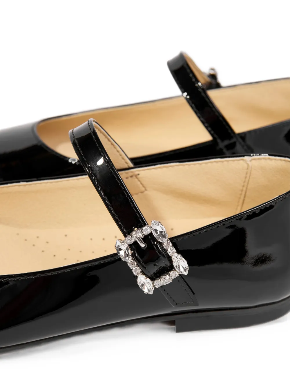 ANDANINES Lakleren ballerina's met kristallen gesp Zwart