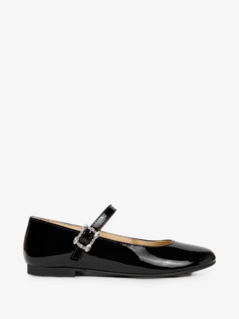 ANDANINES crystal-buckle patent-leather ballet flats