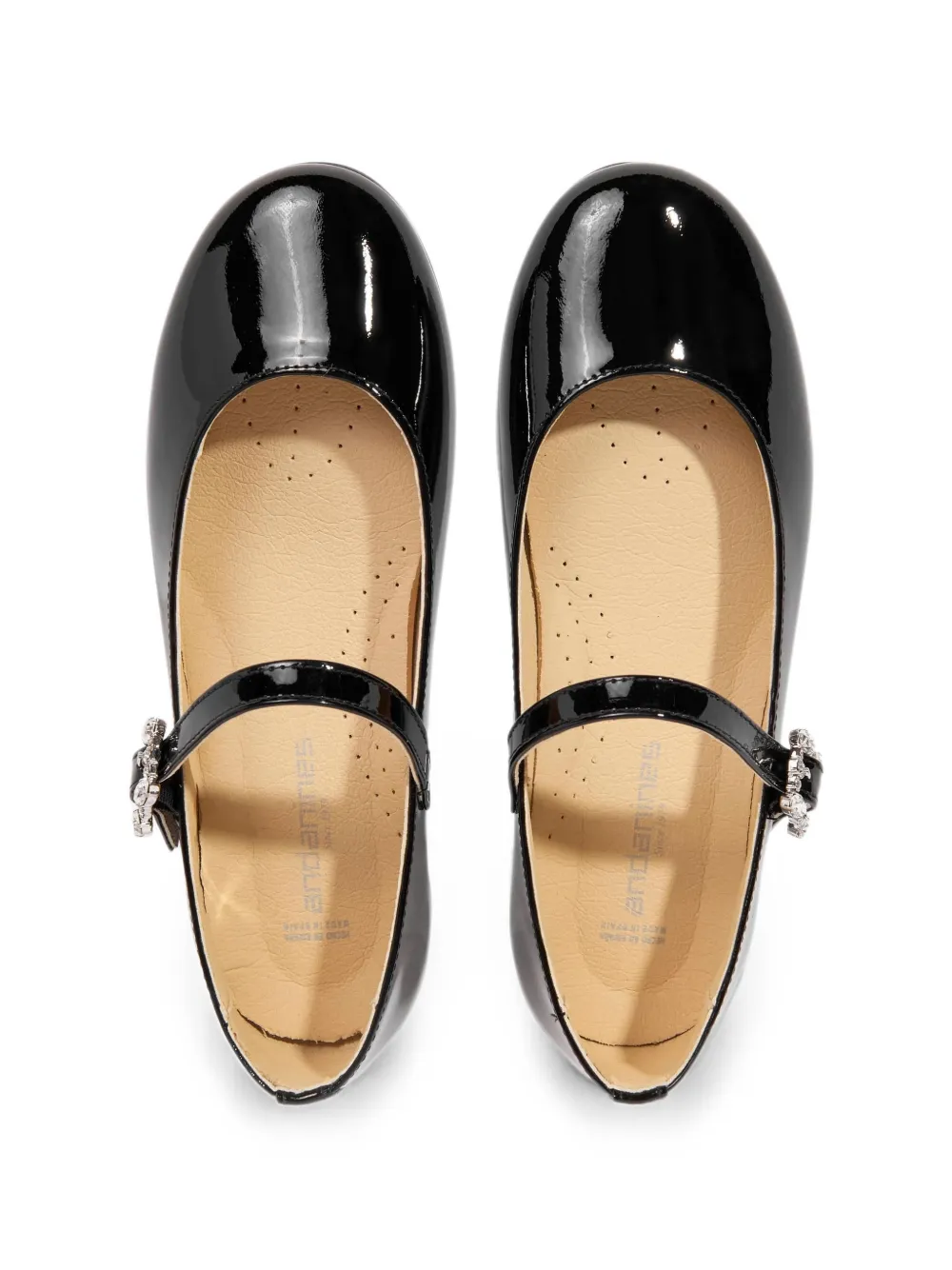 ANDANINES Lakleren ballerina's met kristallen gesp Zwart