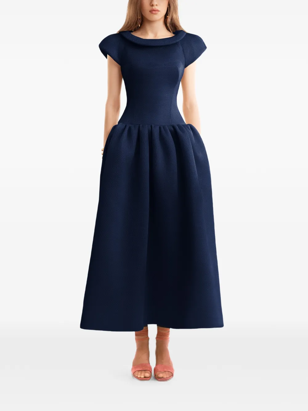 Gemy Maalouf Abito midi con vita bassa - Blu