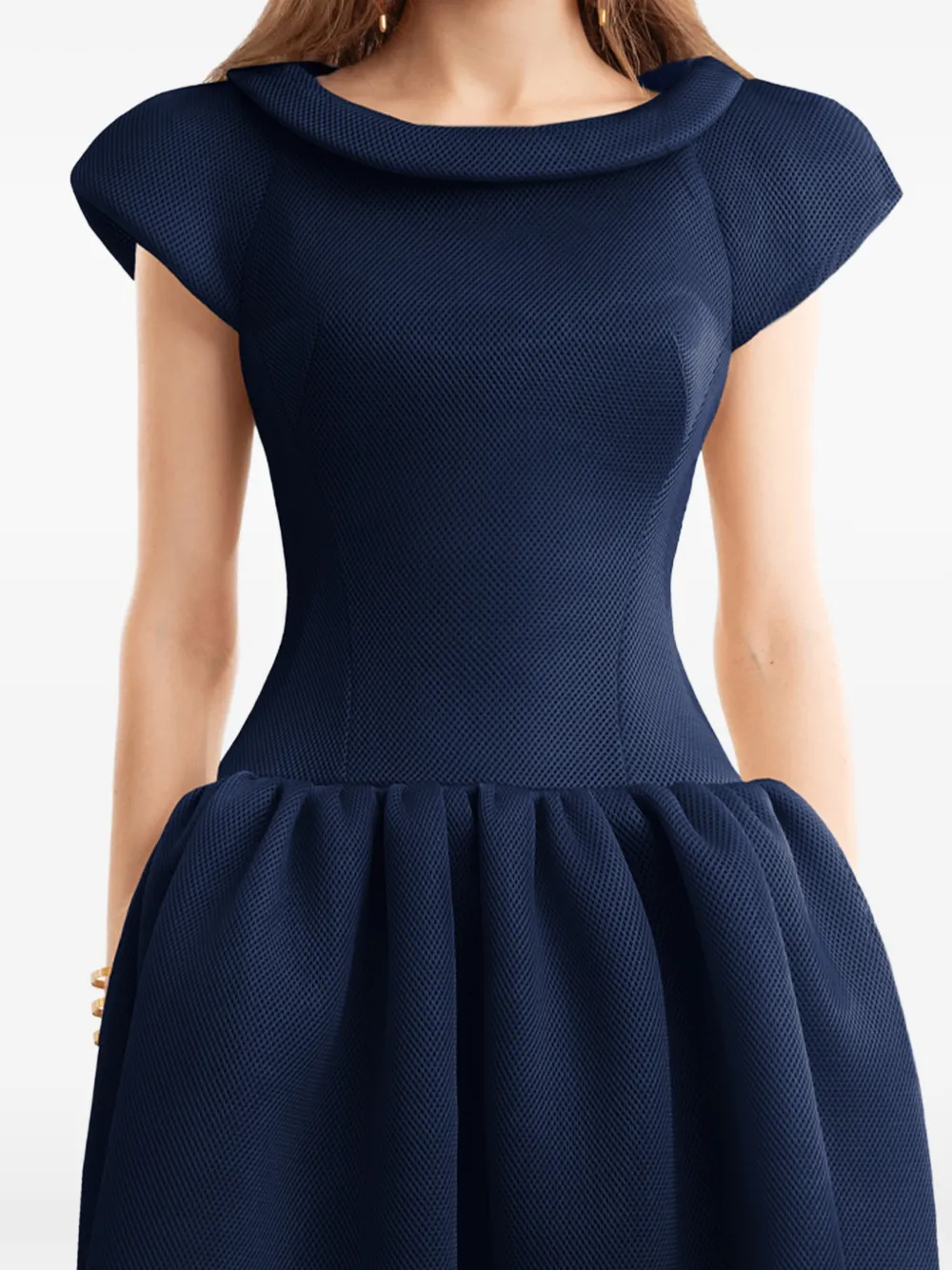 Gemy Maalouf Midi-jurk met verlaagde taille en sculpturale halslijn Blauw