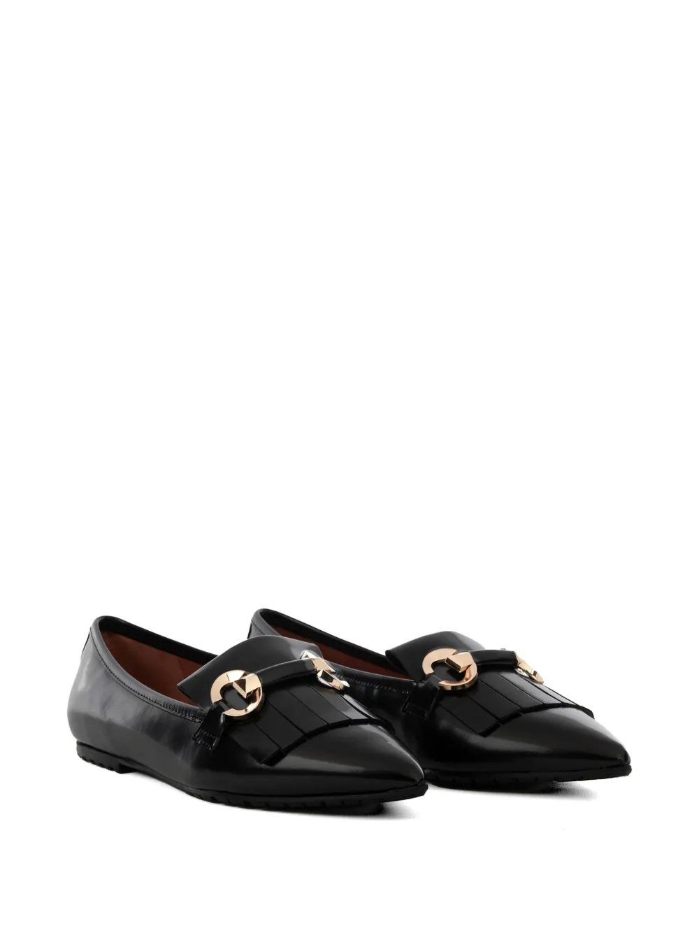  Status Fringe-clamp Leather Ballet Flats - Black 