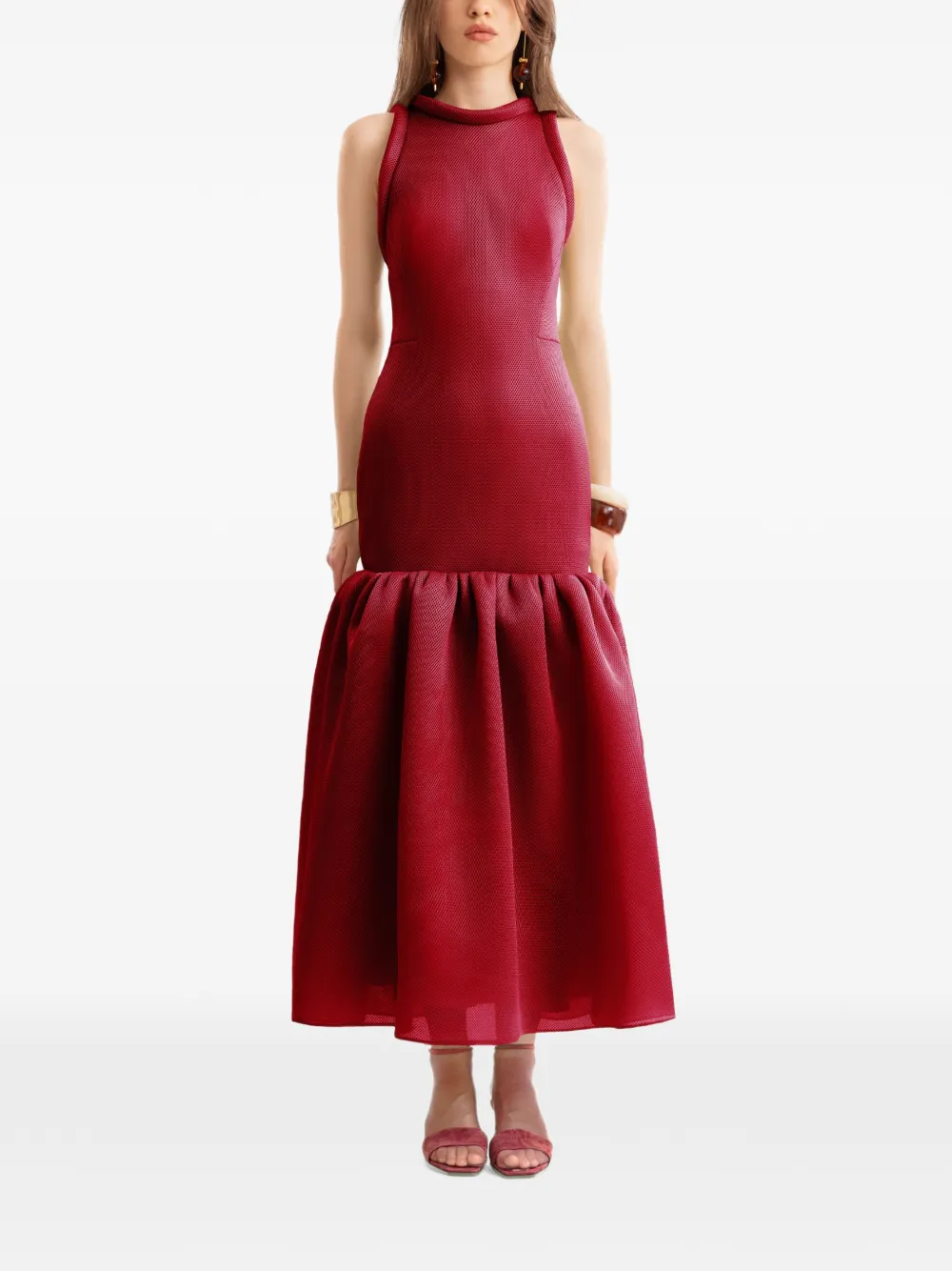 Gemy Maalouf Abito midi smanicato - Rosso