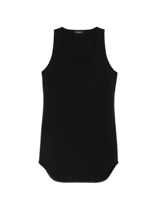 WARDROBE.NYC Matte Mini Ribbed Curved-hem Tank Top in Black