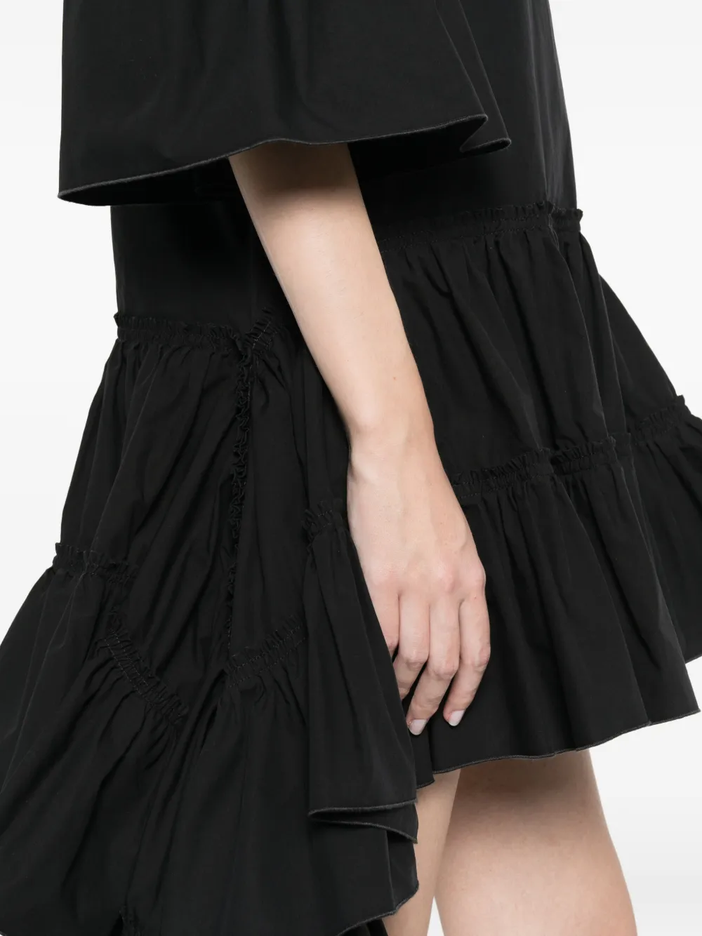 JW Anderson Asymmetrische jurk met open schouders en ruches Zwart