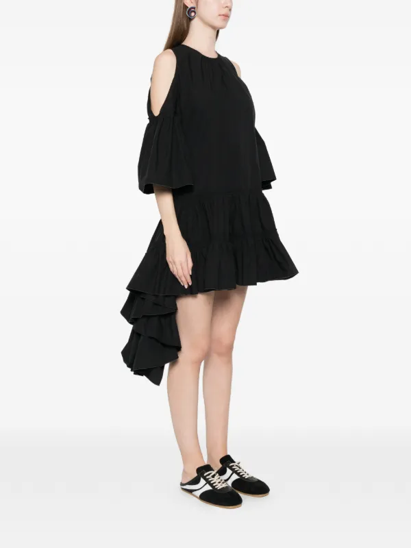 jw anderson asymmetric dress Womens Draped Hem Dress In Off-white & Blue