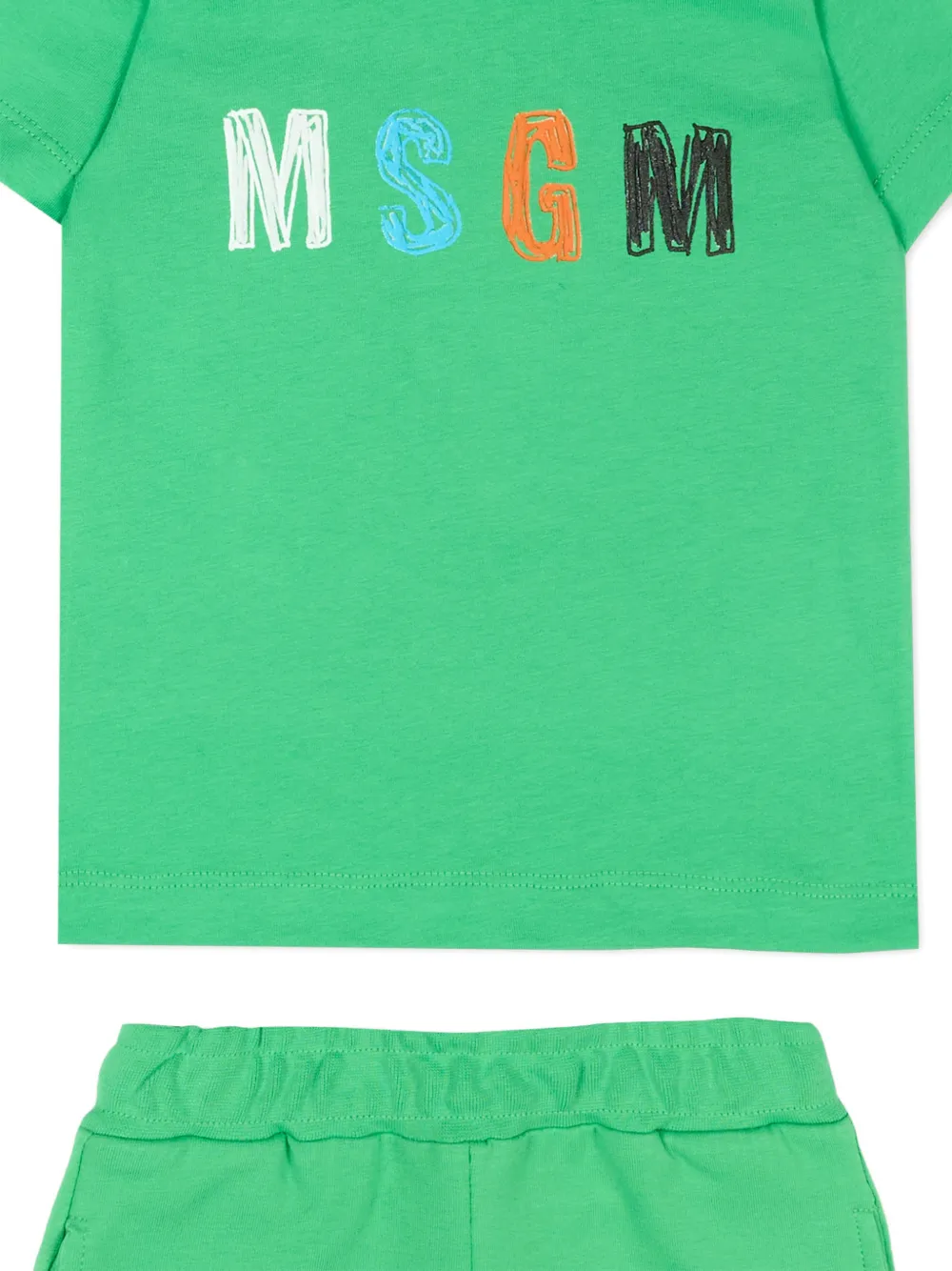  Msgm Kids Logo-print Shorts Set - Green 