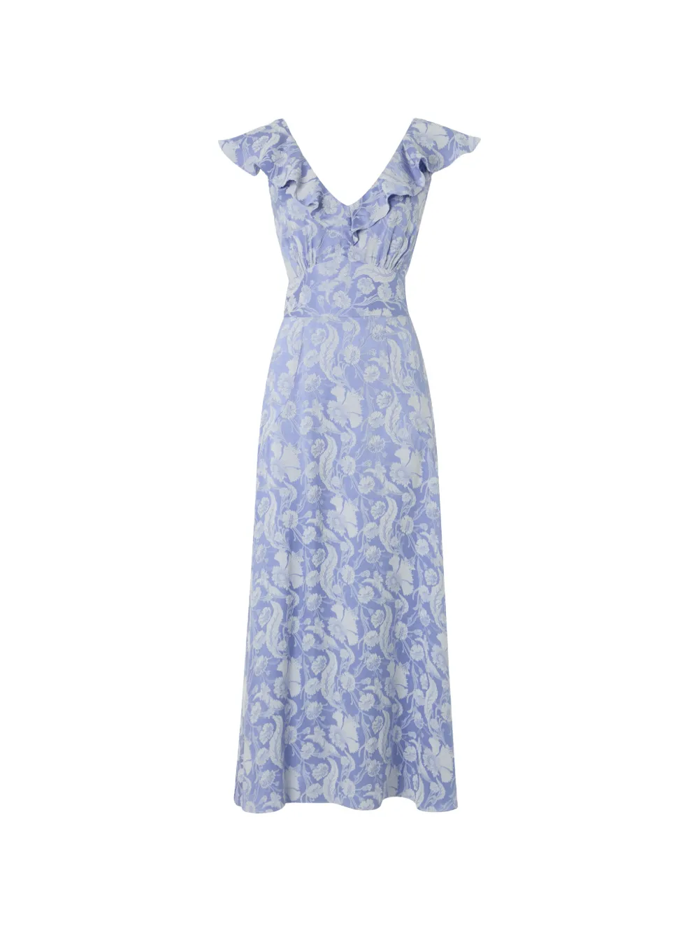Temperley London Celine floral-jacquard ruffled dress - Blu