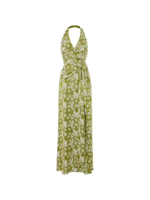 temperley green dress Temperley London Celine Halter Dress | Green
