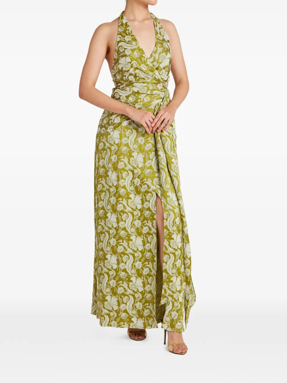 Temperley London Celine halterjurk Groen