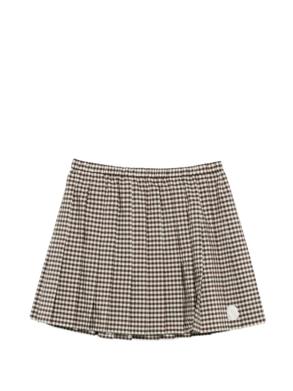 Moncler Checked Pleated Mini Skirt in Brown