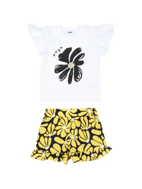 MSGM Kids ruffled floral-print shorts set 