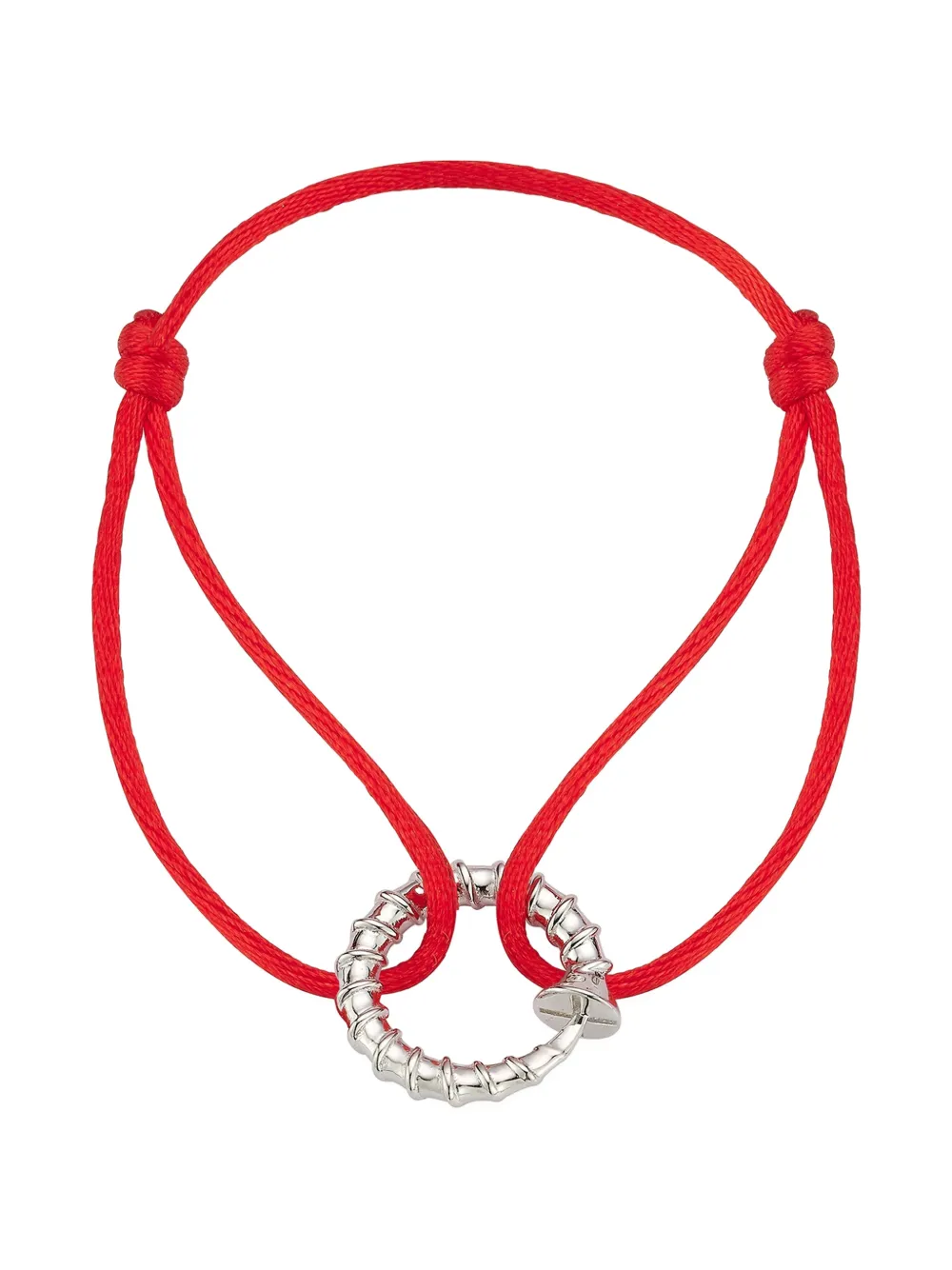 Mateo Screw Red Nylon Cord Bracelet - Argento