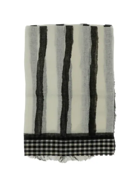 Exquisite J stripe-print gingham-trim scarf