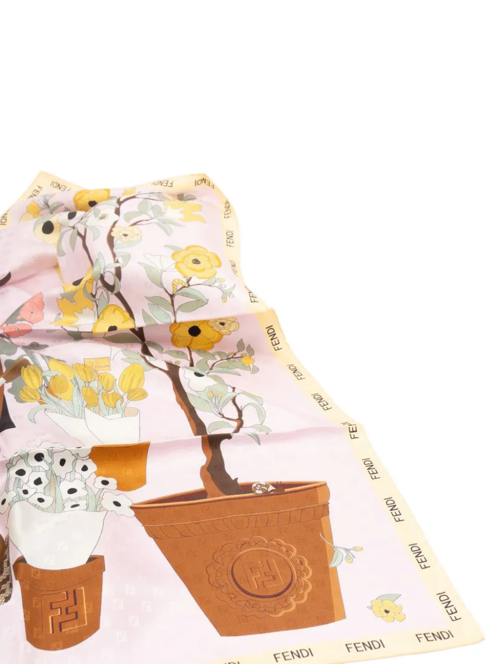 FENDI Zijden sjaal met tuinprint Roze