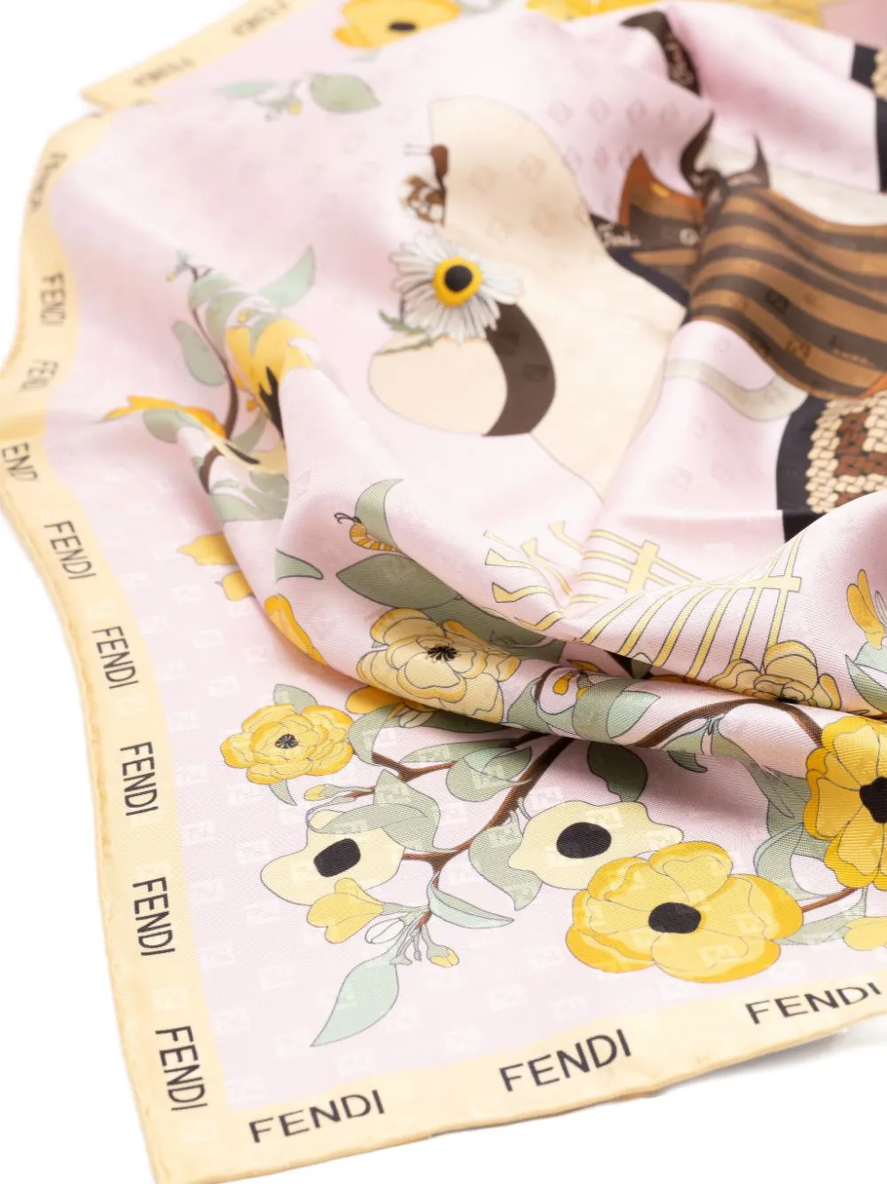 FENDI Zijden sjaal met tuinprint Roze