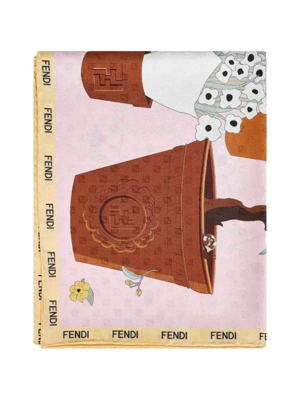 Fendi Gardening Silk Foulard in Pink