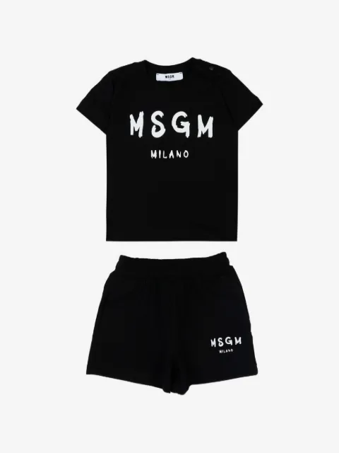MSGM Kids logo-print shorts set