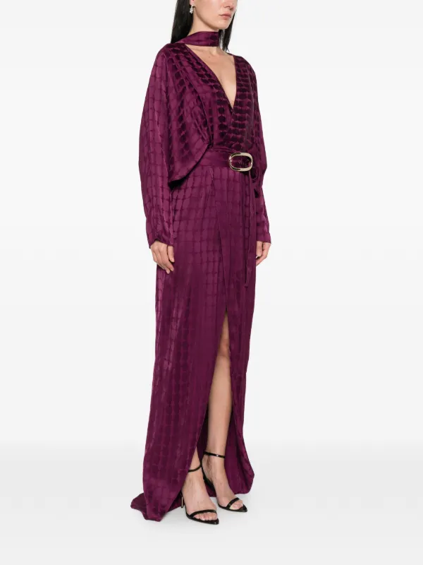 taller marmo purple dress Taller Marmo Dunaway Belted Printed Dress