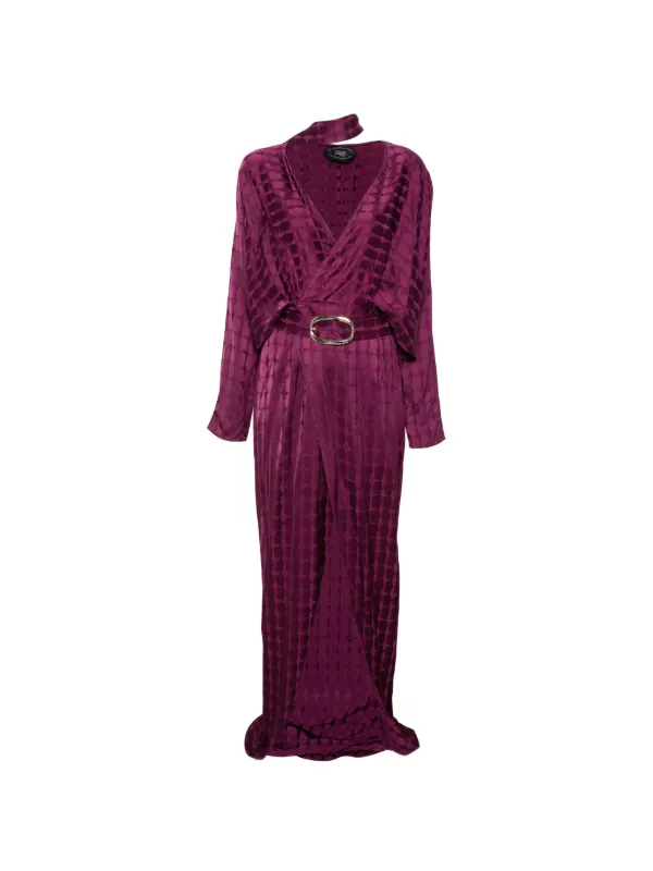 taller marmo purple dress Taller Marmo Paloma Scarf-detailed One-shoulder Maxi Dress