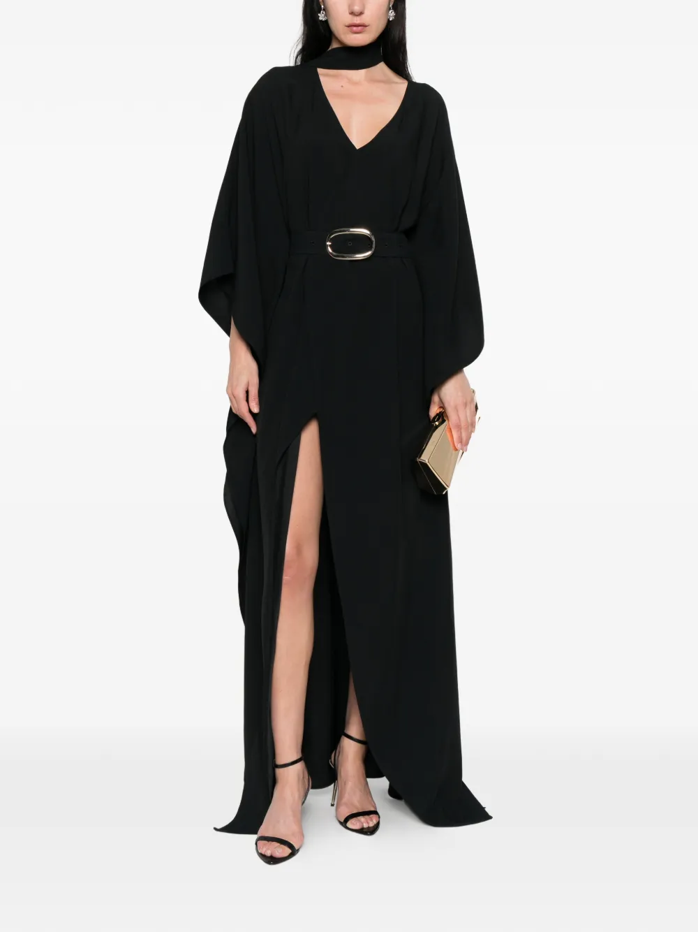  Taller Marmo Cassandra V-neck Belted Dress - Black 