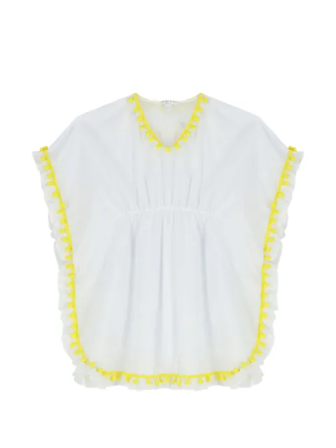 Nessi Byrd Kids 폼폼 러플 카프탄 드레스