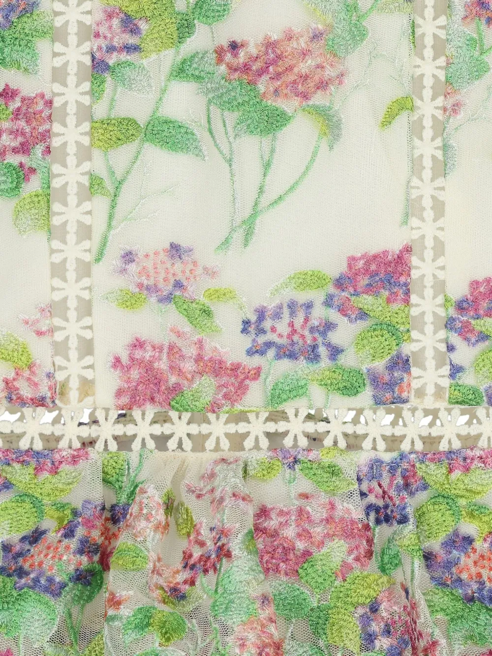 MARLO Clementine jurk met ruches en bloemenprint Groen