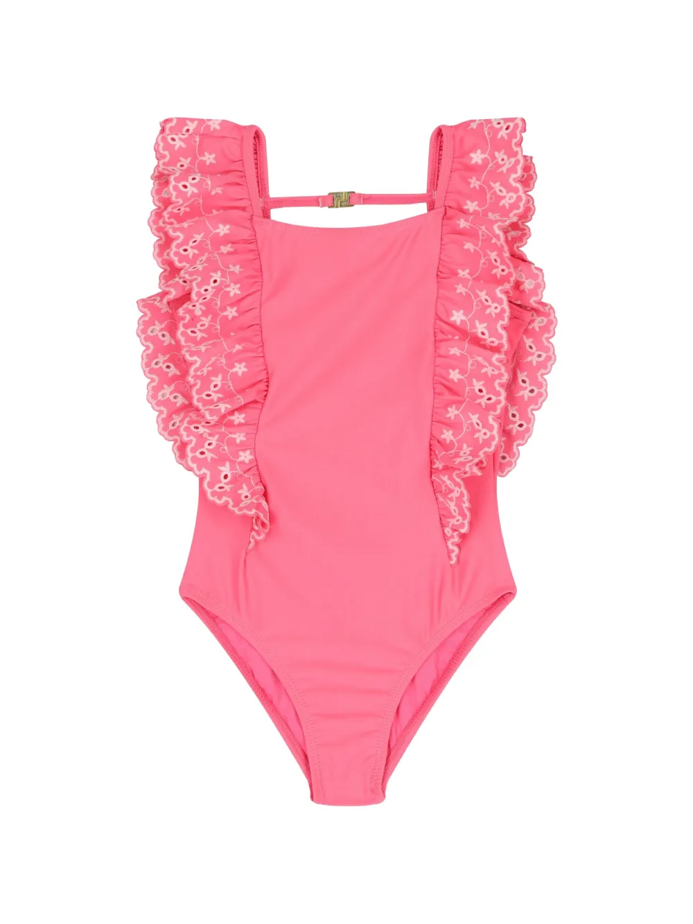 Molo Nathalie ruffled-trims embroidered-details swimsuit - Rosa