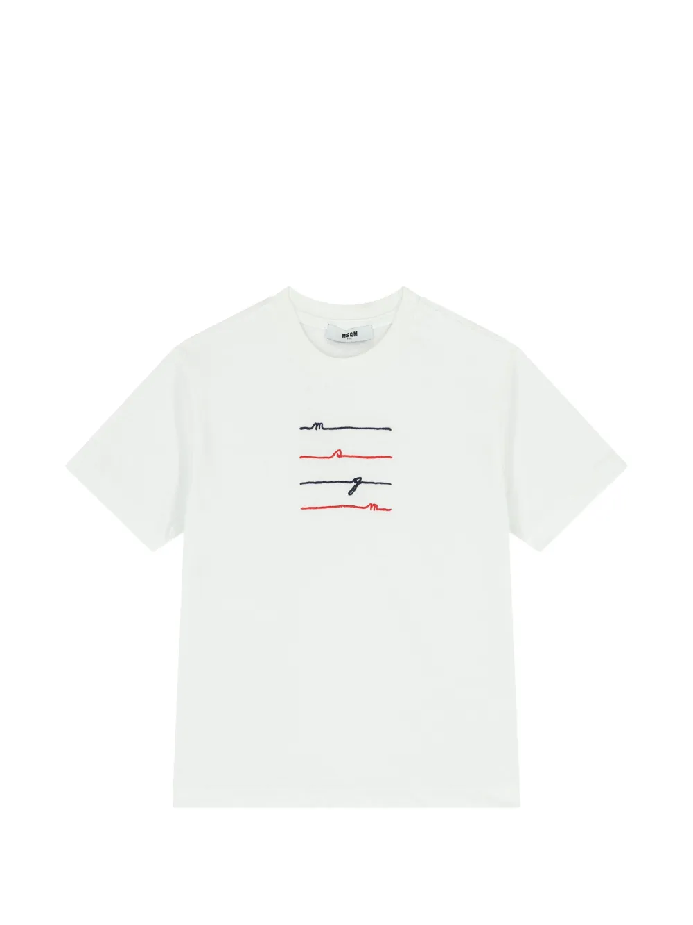 MSGM Kids 로고 자수 티셔츠 | 화이트