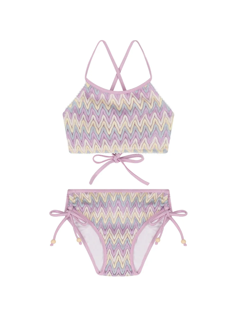 Nessi Byrd Kids Bikini con motivo a zigzag - Viola